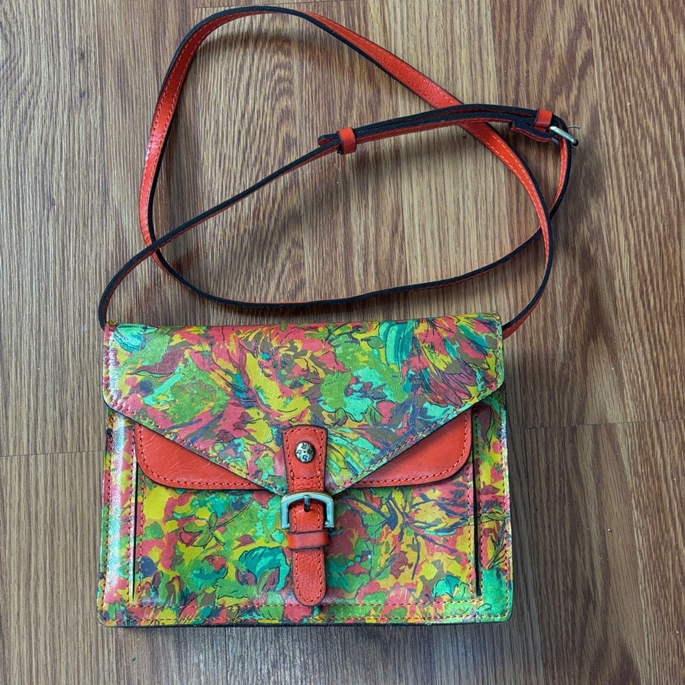 Patricia Nash Cassano Women's Crossbody Leather Bag Orange/Green